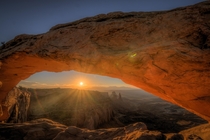 Mesa Glow - sunrise at Mesa Arch in Canyonlands National Park - Moab Utah - 