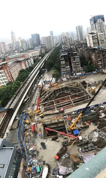 Metro station under construction in china