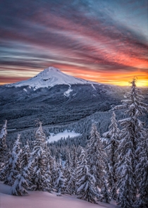 Midwinters Sunrise Over Mt Hood Oregon - x  x