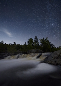 Milky way back lining Big Falls Outside of Eau Claire WI 