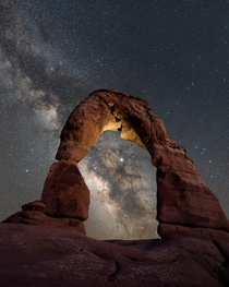 Milky Way Crashing Through Delicate Arch Arches NP Utah  ramblinjoe