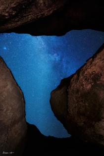Milky Way from a cave in Pinnacles National Park California 