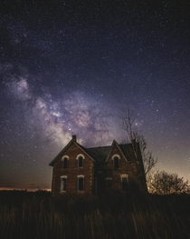 Milky Way over an abandoned house in Ontario Canada 