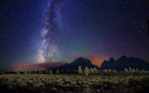Milky Way over mountains 