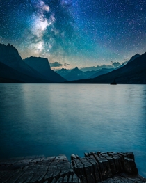 Milky Way over Saint Mary Lake in Glacier National Park 