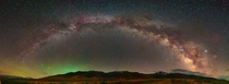 Milky way Panorama over Hole in the Mountain Peak NV 