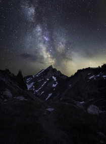 Milky way rising above the North Cascades WA 