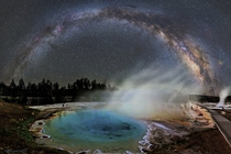 Milky Way seen over Silex Spring in Yellowstone National Park photo by David Lane July  