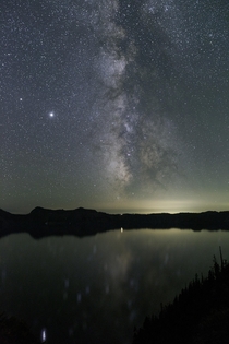 Milky Way sinking behind Crater Lake Oregon 