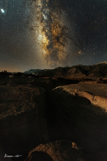 Milky Way towering over slot canyons in Mono California 