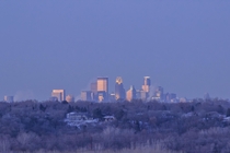 Minneapolis on a cold winter day from  miles away