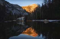 Mirror Lake at golden hour Yosemite 