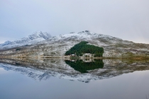 Mirror Lake at Lofoten Norway 