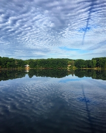 Mirror-like lake in Northern Michigan   X 