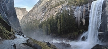 Mist rising from Vernal Fall in Yosemite 