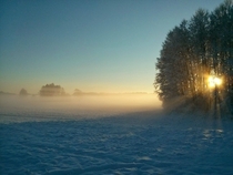 Misty evening in Pomerania Poland 