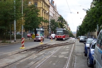 Mobile tram railway switch Californien being deployed in Prague 