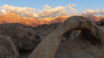 Mobius Arch Alabama Hills and Mt Whitney in the glorious morning light