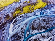 Modern art by mother nature a riverbed in Iceland  seen from above  - more of my abstract landscapes on insta glacionaut