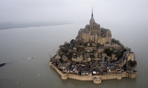 Mont Saint-Michel Normandy France during yesterdays supertide 