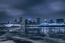 Montreal Canada on cold winter night