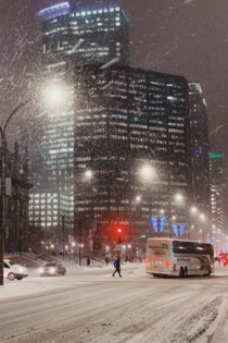 Montreal when on a snowy night