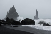 Moody black sand beach in Iceland 