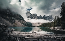 Moody morning in the Valley of the Ten Peaks Moraine Lake Banff Canada  OC IG arvindj