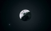 Moon composite on starry background
