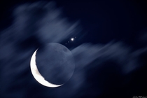 Moon meets Jupiter and his Galilean moons 
