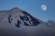 Moon Rising over Mt Adams WA USA 