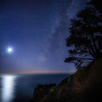 Moonlight along the Big Sur coast of California 