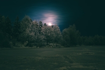 Moonlight in Rovaniemi Finland 