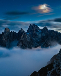 Moonlight over Cadini di Misurina Dolomites Italy  enniopozzetti