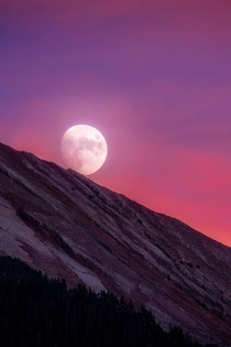 Moonrise as the sunsets in Crested Butte Colorado 