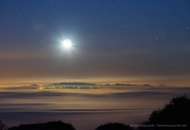 Moonrise over Gran Canaria as seen from Tenerife 