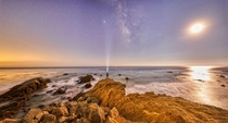 Moonrise over Malibu California USA 