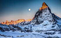 Moonrise over Matterhorn - by Rmy Hhener