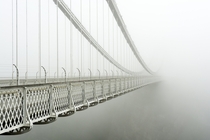 Morning fog on the Clifton Suspension Bridge England 
