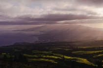 Morning light breaking over the northern coast of Sao Miguel The Azores 