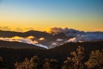 Morning sun on the Blue Ridge Mountains in North Carolina 