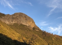 Moro Rock next to the moon Sequoia National Park California 