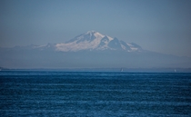 Mount Baker seen from the Pacific Ocean on a clear summer day off the Washington coast 
