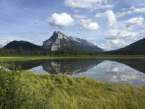 Mount Rundle as seen from Vermillion lakes Banff Alberta 