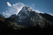 Mountain peaks near Hintersee Bavaria Germany 