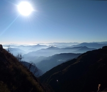 Mountains among mist Sikkim India    