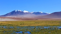 Mountains and marshland over k meters up in the Chilean Andes 