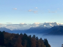 Mountains with fog Switzerland 