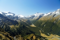 Mt Aspiring over West Matukituki Valley in New Zealand 