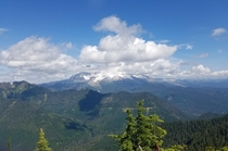 Mt Baker behind clouds Snoqualmie national park WA 